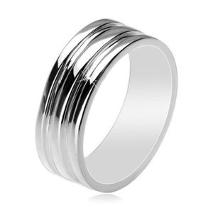 Stříbrný 925 prsten - kroužek se dvěma vyhloubenými pásy, 8 mm - Velikost: 50 obraz