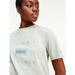 Tommy Hilfiger dámské bledě zelené tričko obraz