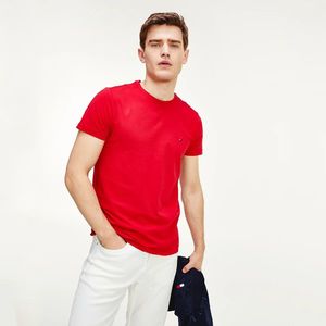 Tommy Hilfiger pánské červené triko Stretch slim fit obraz