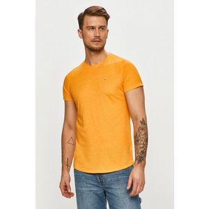Tommy Jeans pánské oranžové triko SLIM JASPE obraz