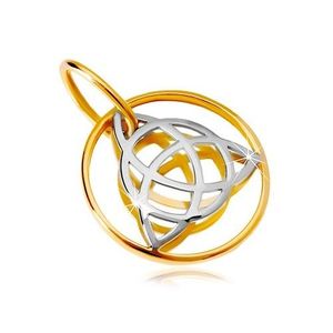 Zlatý 14K přívěsek - dvoubarevný keltský uzel v tenkém kroužku obraz