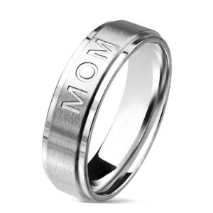 Prsten z chirurgické oceli s nápisem MOM, stříbrná barva, 6 mm - Velikost: 49 obraz