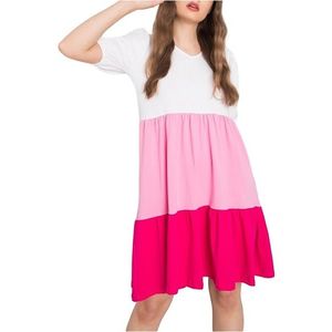 Ležérní šaty kylie - bílá-růžová-fuchsiová obraz
