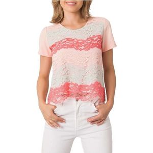 Růžovo-béžové dámské tričko s pruhy obraz