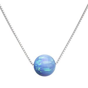 Evolution Group Stříbrný náhrdelník se syntetickým opálem světle modrý kulatý 12044.3 lt.blue obraz