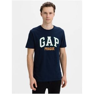 Modré pánské tričko GAP Logo f-prague city obraz