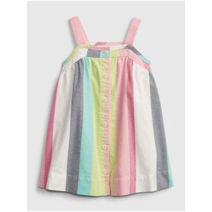 Barevné holčičí baby šaty stripe button dress obraz