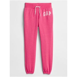 Růžové holčičí dětské tepláky GAP Logo fleece pants obraz