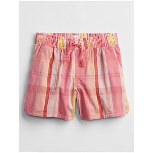 Růžové holčičí dětské kraťasy woven pull-on shorts GAP obraz