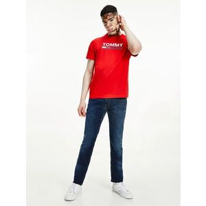 Tommy Jeans pánské červené triko CORP LOGO obraz