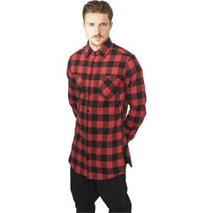 Urban Classics Side-Zip Long Checked Flanell Shirt blk/red obraz
