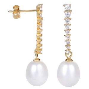 JwL Luxury Pearls Zlacené perlové náušnice s krystaly JL0405 obraz
