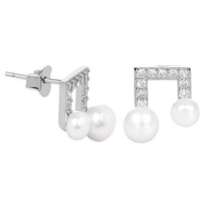 JwL Luxury Pearls Stříbrné náušnice Noty s pravou perlou a zirkony JL0414 obraz