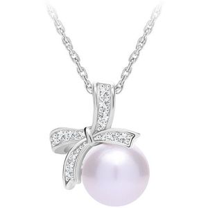 Preciosa Třpytivý stříbrný náhrdelník Naurica s říční perlou a kubickou zirkonií Preciosa 5310 00 obraz