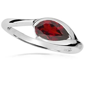MOISS Elegantní stříbrný prsten s červeným granátem RG000 56 mm obraz