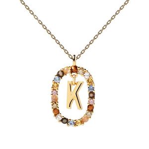 PDPAOLA Krásný pozlacený náhrdelník písmeno "K" LETTERS CO01-270-U (řetízek, přívěsek) obraz