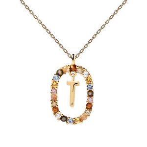PDPAOLA Krásný pozlacený náhrdelník písmeno "T" LETTERS CO01-279-U (řetízek, přívěsek) obraz