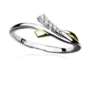 MOISS Půvabný stříbrný bicolor prsten se zirkony R0000 57 mm obraz