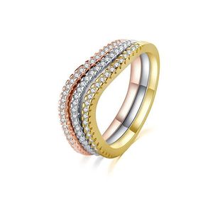 MOISS Elegantní tricolor sada stříbrných prstenů se zirkony R00020 56 mm obraz