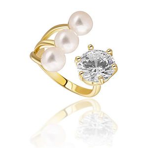 JwL Luxury Pearls Pozlacený prsten s pravými perlami a krystalem JL0694 obraz