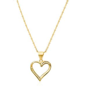Beneto Pozlacený stříbrný náhrdelník se srdcem AGS289/47-GOLD (řetízek, přívěsek) obraz