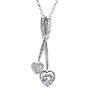 Evolution Group Stříbrný náhrdelník se zirkony dvě srdce bílá 12037.1 crystal obraz