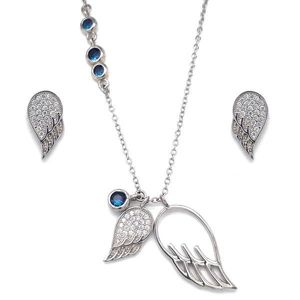 Evolution Group Sada šperků se zirkony náušnice a přívěsek bílá křídla a modré krystaly 19001.3 sapphire obraz