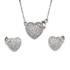 Evolution Group Sada šperků se zirkony náušnice a přívěsek dvě srdce bílá 19002.1 crystal obraz