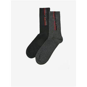 Sada dvou párů pánských vzorovaných ponožek v šedé a černé barvě FILA obraz