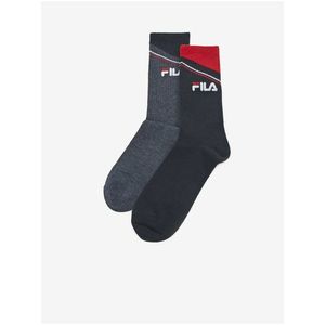 Sada dvou párů pánských vzorovaných ponožek v šedé a tmavě modré barvě FILA obraz