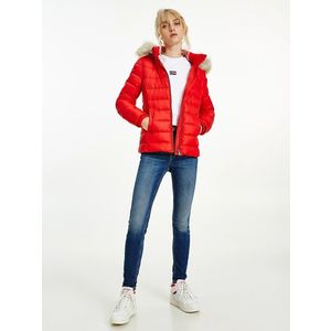 Tommy Jeans dámská červená zimní bunda obraz