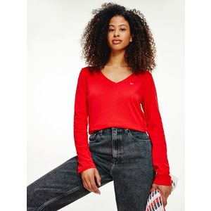 Tommy Jeans dámské červené triko LONGSLEEVE obraz