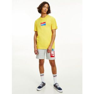 Tommy Jeans pánské žluté tričko BLOCK GRAPHIC obraz