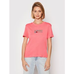 Tommy Jeans dámské růžové tričko Metallic obraz