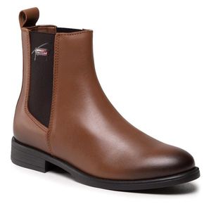 Tommy Jeans Essemtials Leather Flat Boot EN0EN01518 obraz