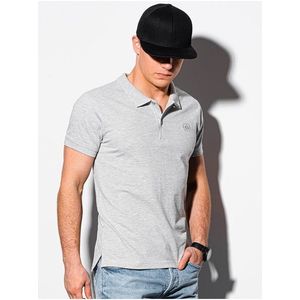 Světle šedé pánské basic polo tričko Ombre Clothing obraz