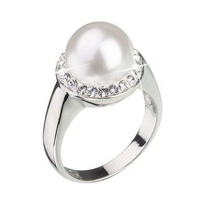 Evolution Group Stříbrný prsten s krystaly Preciosa s bílou perlou 35021.1 obraz