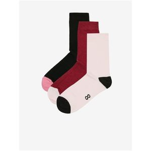 Sada tří párů dámských ponožek ve světle růžové, černé a vínové barvě ZOOT.lab obraz
