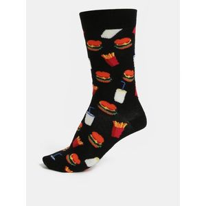 Černé vzorované ponožky Happy Socks Hamburger obraz