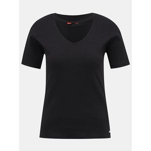 Černé dámské žebrované tričko Guess obraz
