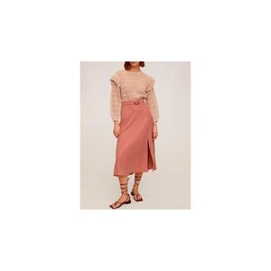 Růžová midi sukně Mango Domenica obraz
