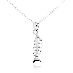 Stříbrný náhrdelník 925, jemný řetízek, lesklá a plochá rybí kost obraz