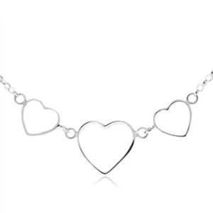 Stříbrný 925 náhrdelník - tři kontury symetrických srdcí, řetízek obraz