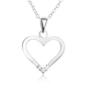 Nastavitelný náhrdelník - stříbro 925, přívěsek kontura srdce, čiré zirkony obraz