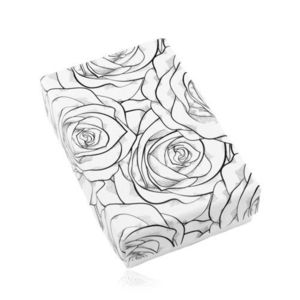 Černobílá krabička na set nebo náhrdelník, potisk s rozkvetlými růžemi obraz