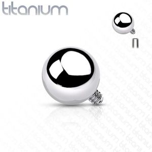 Titanový náhradní díl do implantátu, kulička, stříbrná barva, závit 1, 6 mm - Velikost hlavičky: 3 mm obraz