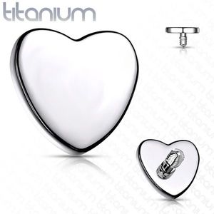 Titanová náhradní hlavička do implantátu, srdíčko 4 mm, stříbrná barva, tloušťka 1, 6 mm obraz