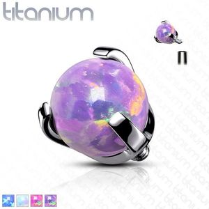 Hlavička z titanu, kulička v pouzdře, syntetický opál, závit, různé barvy, 3 mm - Barva piercing: Bílá obraz