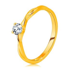 Zásnubní prsten ve žlutém 9K zlatě - broušený zirkon čiré barvy zasazený v prstenu - Velikost: 49 obraz