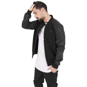 Urban Classics Cotton Bomber Leather Imitation Sleeve Jacket black/black obraz